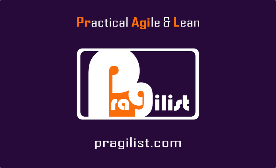 The Pragilist logo on a deep purple card: Practical Agile and Lean, pragilist.com